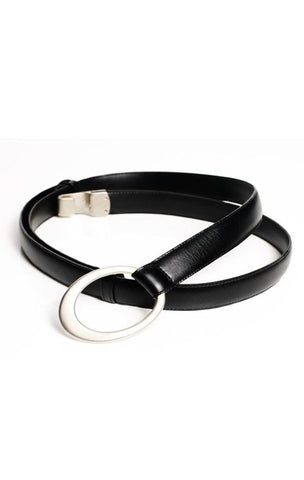 PAULA RYAN Hook and Oval Adjustable Belt - Black/Nickel