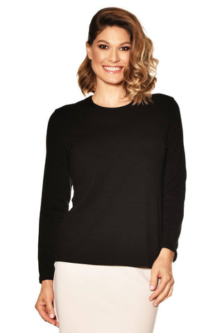 PAULA RYAN ESSENTIALS Easy Fit Long Sleeve Crew Neck Top - Merino