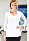 PAULA RYAN ESSENTIALS V Neck Long Sleeve Top - MicroModal - Paula Ryan