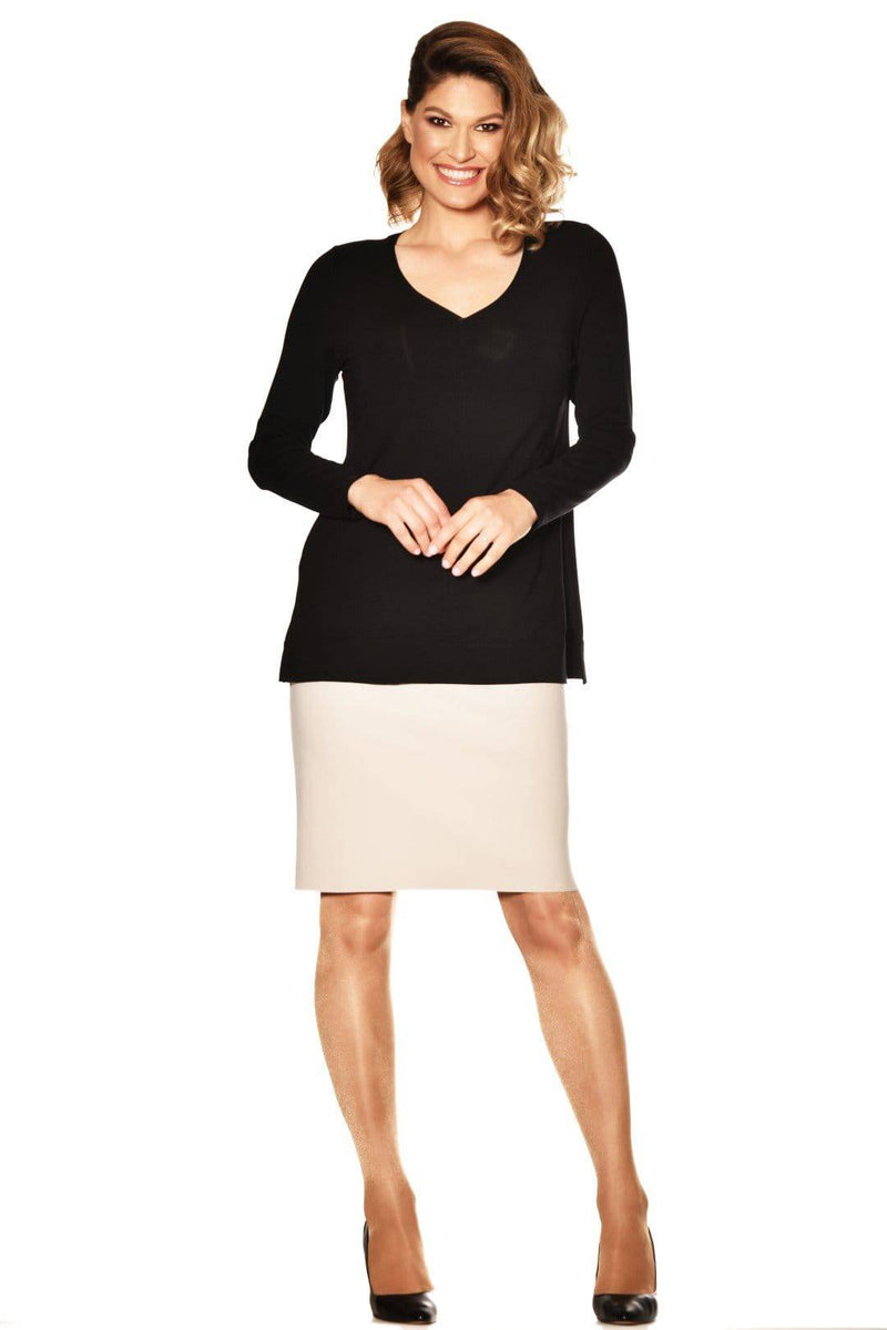 PAULA RYAN ESSENTIALS V Neck Long Sleeve Top - MicroModal - Paula Ryan